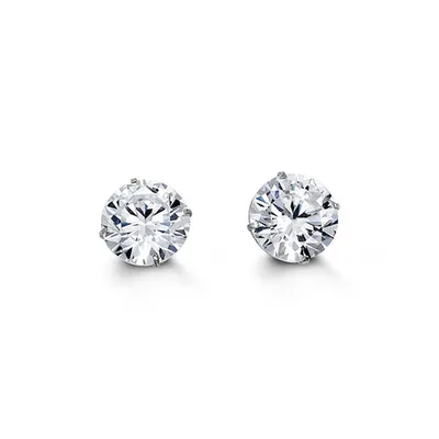 14kt Gold CZ Studs - 8mm Round