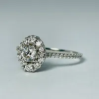 14kt White Gold Oval Halo Engagement Ring