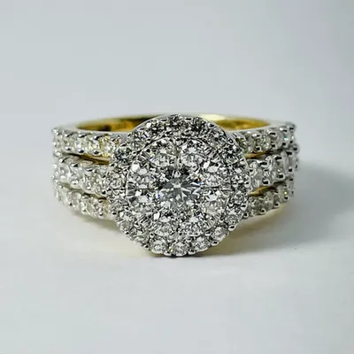 14kt Gold 2.00ctw Diamond Ring 3-Piece Set