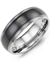 Men's Black Polished Dome Tungsten Wedding Ring