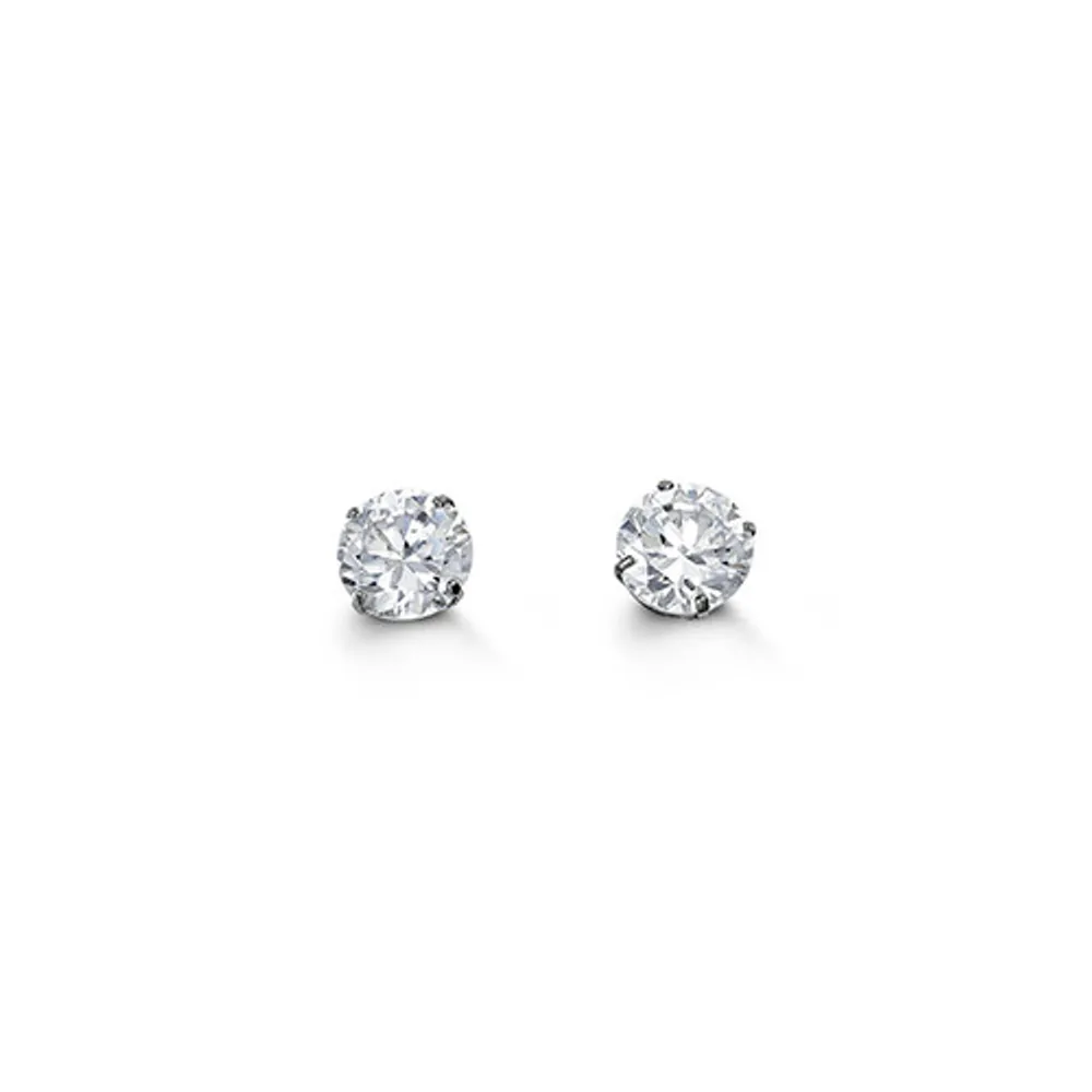 14kt Gold CZ Studs - 5mm Round