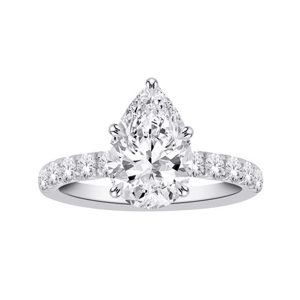 14kt Gold Lab-Created Diamond Engagement Ring 2.50ctw Pear-Shape