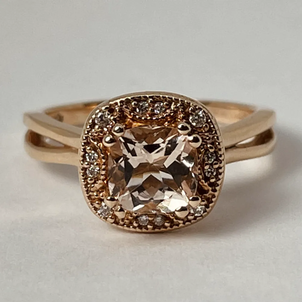 14kt Rose Gold Morganite & Diamond Ring