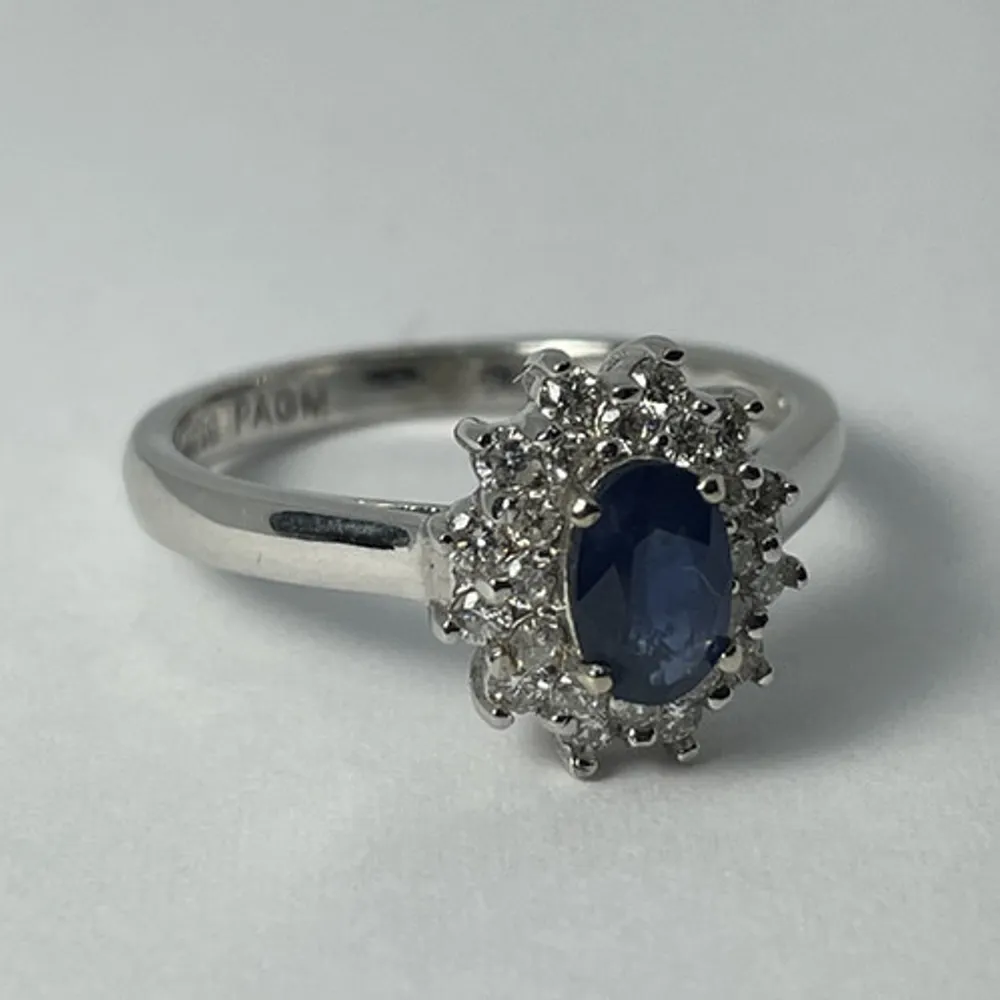 14kt White Gold Sapphire & Diamond Ring