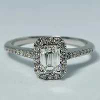 14kt White Gold Emerald Cut Diamond Ring 0.75ctw