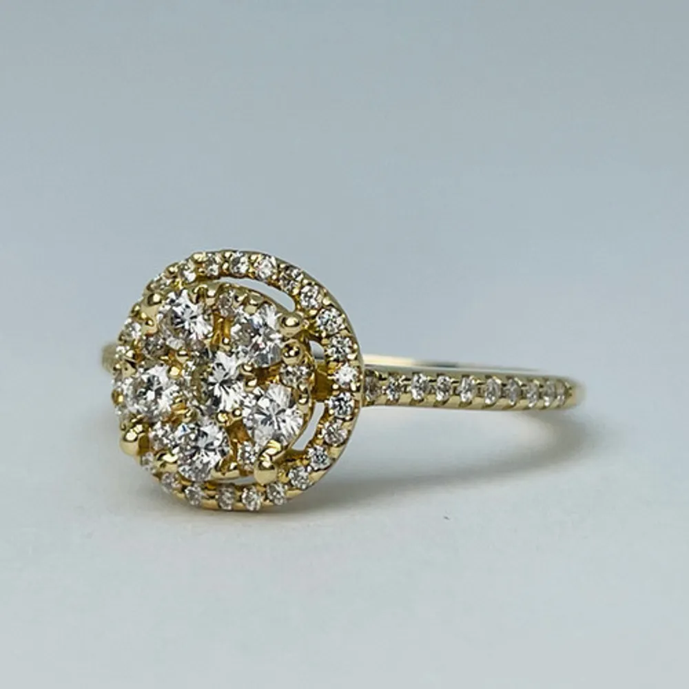 14kt Gold Diamond Halo Cluster 0.50ctw