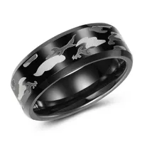 8mm black tungsten band flat top with camouflage pattern