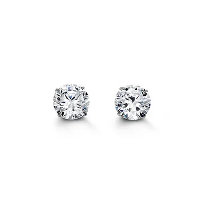 14kt Gold CZ Studs - 7mm Round