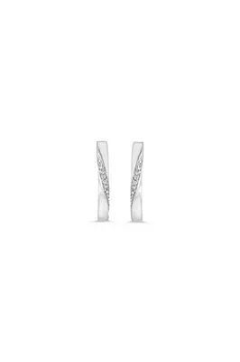 10K WG 0.05CT Diamond Twist Pave Huggie Earrings