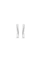 10K WG 0.05CT Diamond Twist Pave Huggie Earrings