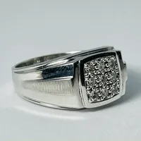 10kt White Gold Diamond Signet Ring 0.27ctw