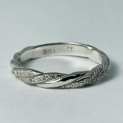 14kt White Gold Diamond Band, Twisted Design