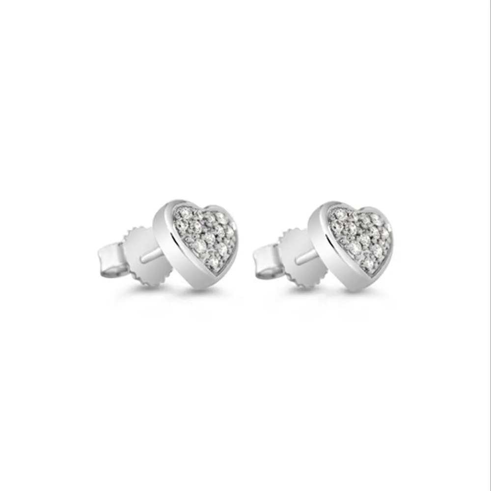 10K WG 0.10CT Diamond Pave Heart Earrings