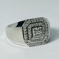 10kt White Gold Diamond Signet Ring, 0.50ctw