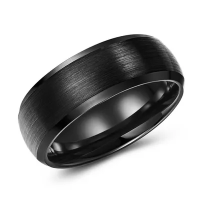 8mm black tungsten band, rounded top brushed finish