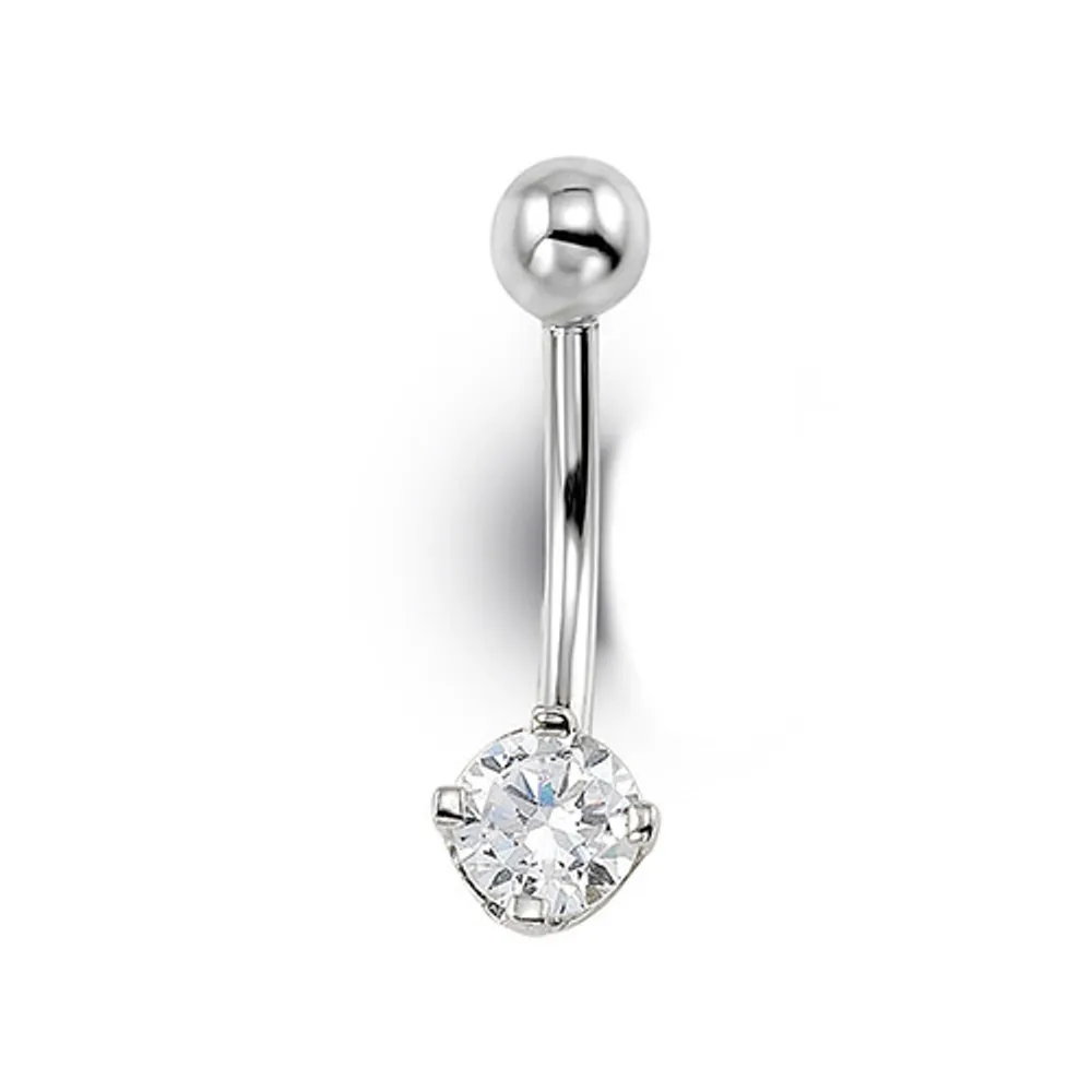 14kt Gold Bella Blossom Belly Button CZ Ring