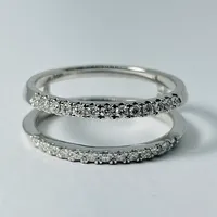 10kt White Gold Diamond Engagement Ring with Matching Diamond Jacket