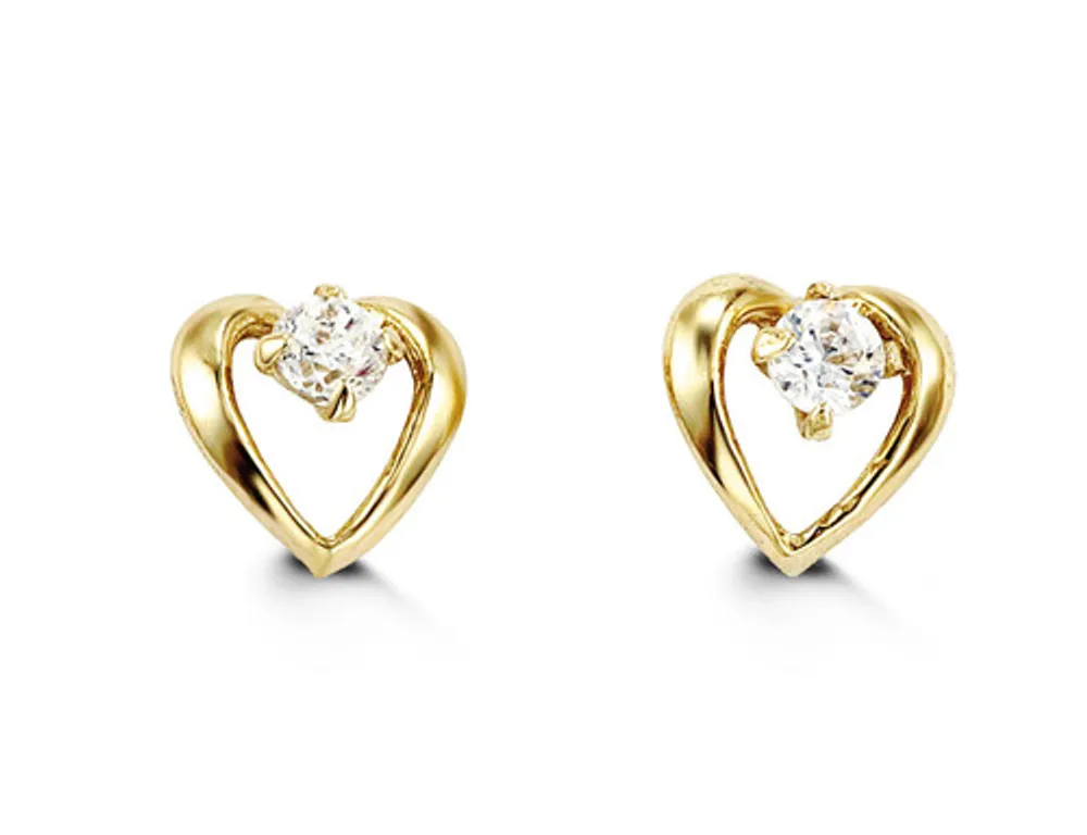 14kt Gold Baby Bella Heart CZ Studs