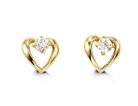 14kt Gold Baby Bella Heart CZ Studs