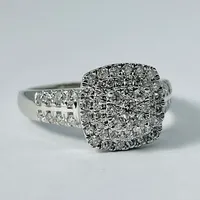 10kt White Gold Diamond Engagement Ring with Matching Diamond Jacket