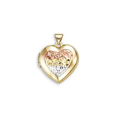 10kt Gold Sentiments Locket Heart Shaped Tri-Colour