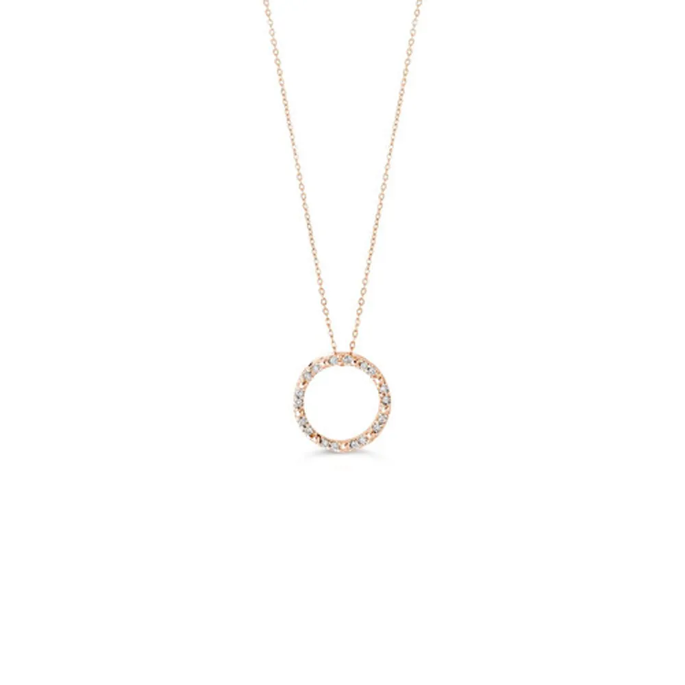 10K YG 0.10CT Diamond Life Circle Pendant with Chain