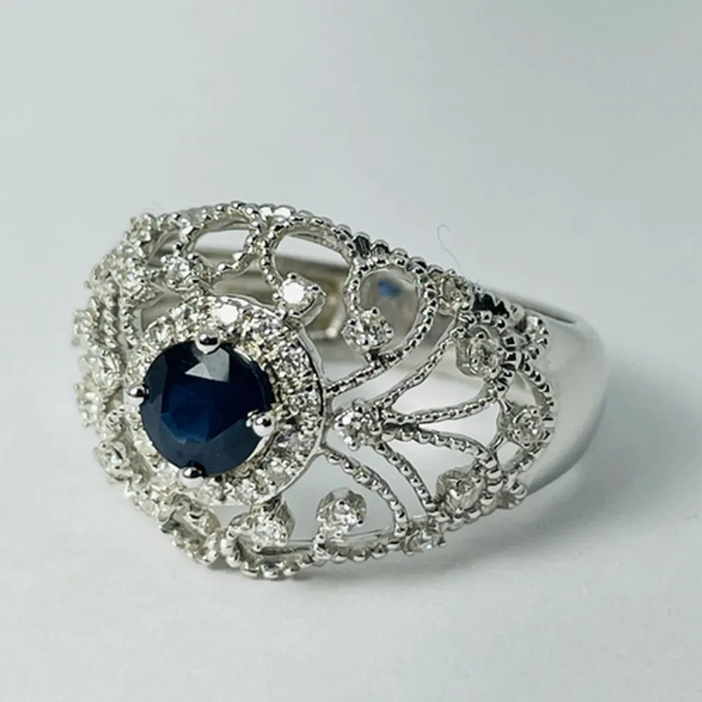 14kt White Gold Sapphire & Diamond Ring