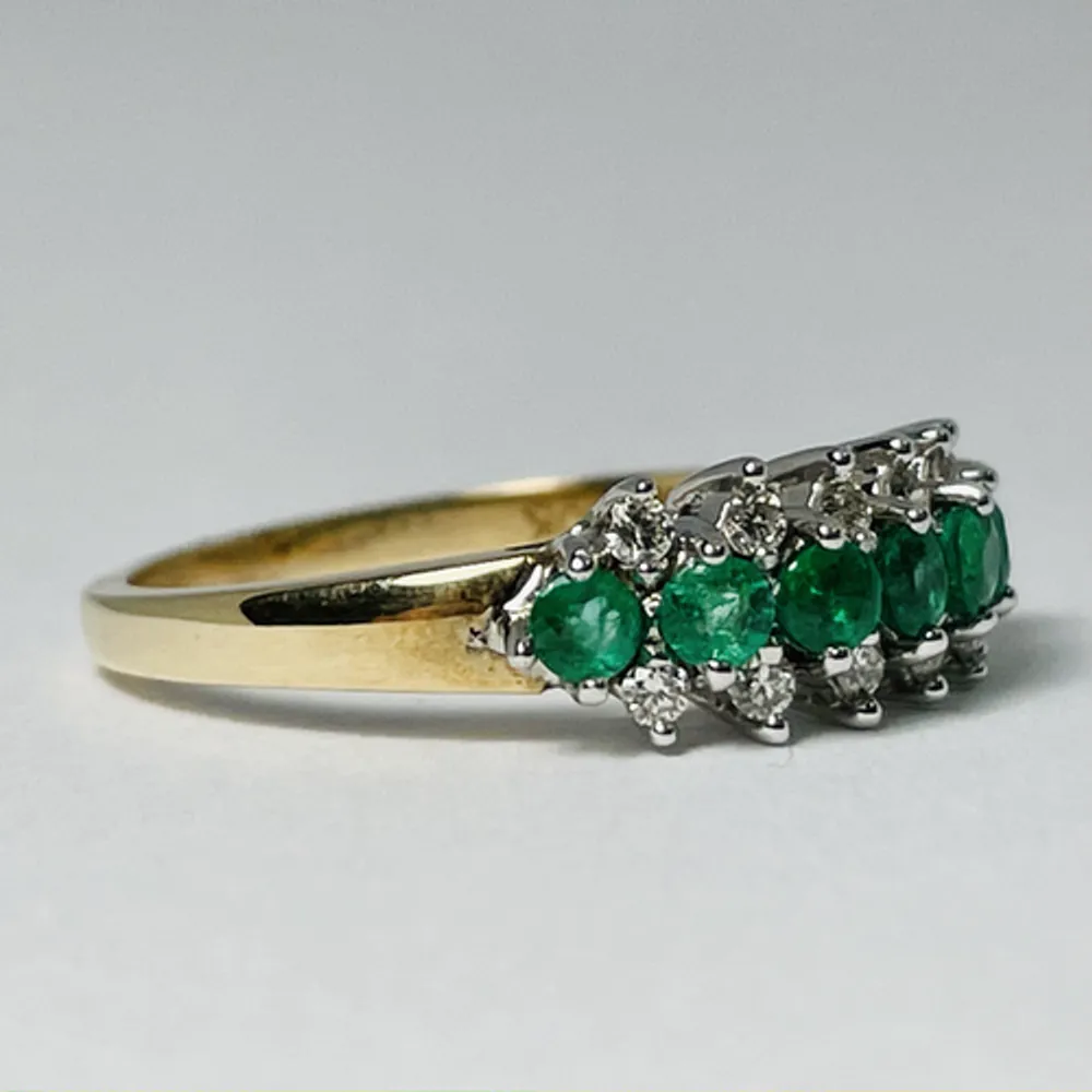 10kt Gold Emerald & Diamond Band