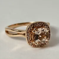 14kt Rose Gold Morganite & Diamond Ring