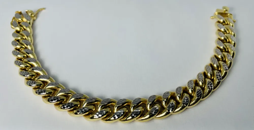 10kt Gold Miami Bracelet, Two-Tone Gold