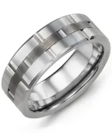 Men's Satin Center Grooved Tungsten Wedding Band