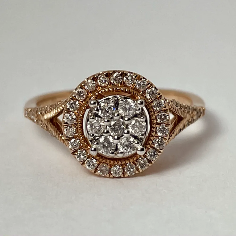 10kt Rose Gold Diamond Engagement Ring Set