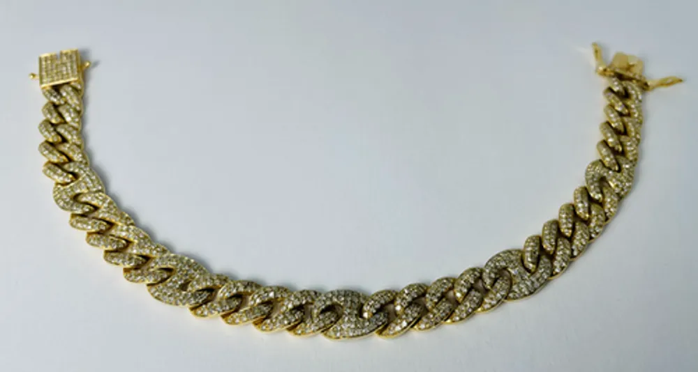 10kt Gold Miami Mixed Link Diamond Bracelet