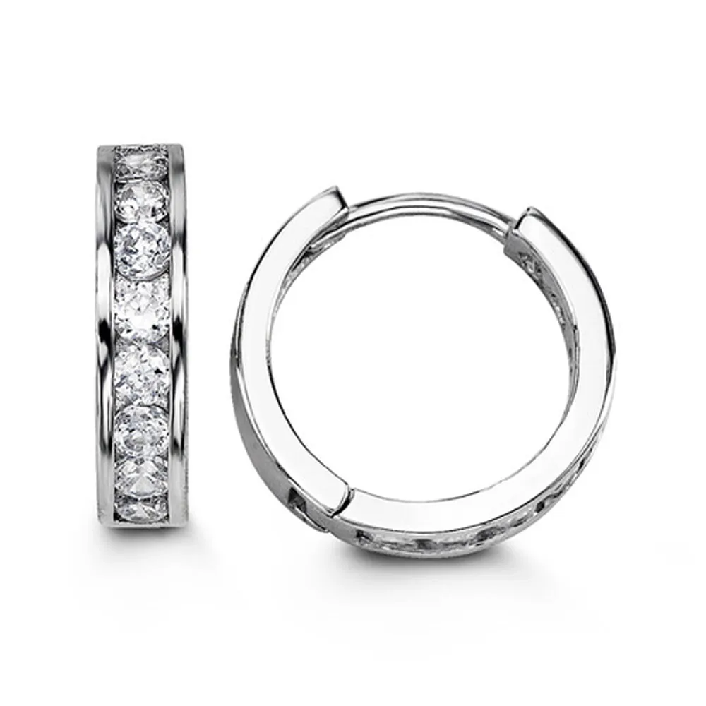 Sterling Silver CZ Huggies (Large)