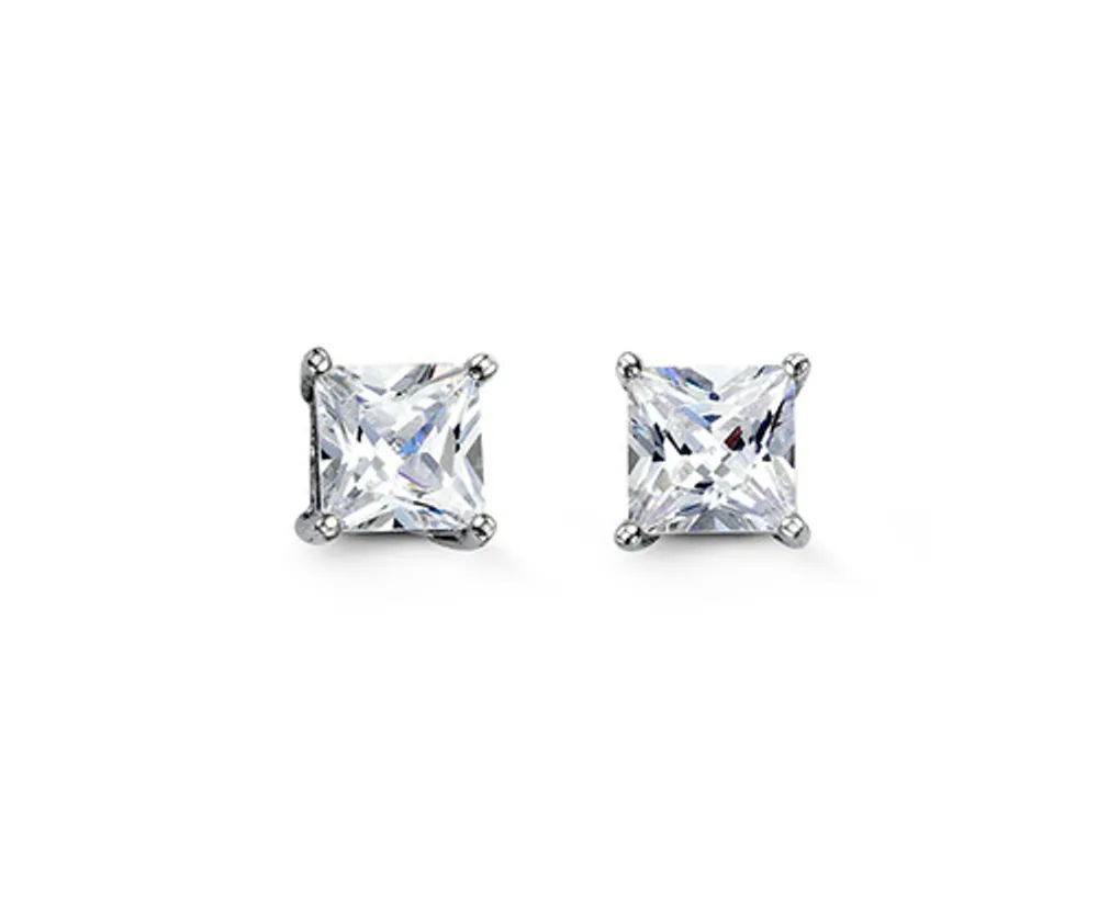 Sterling Silver Square CZ Studs 6mm