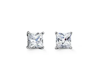 Sterling Silver Square CZ Studs 6mm