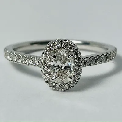 14kt White Gold Diamond Oval Engagement Ring