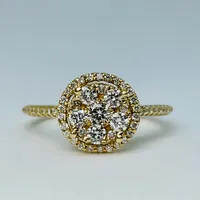 14kt Gold Diamond Halo Cluster 0.50ctw