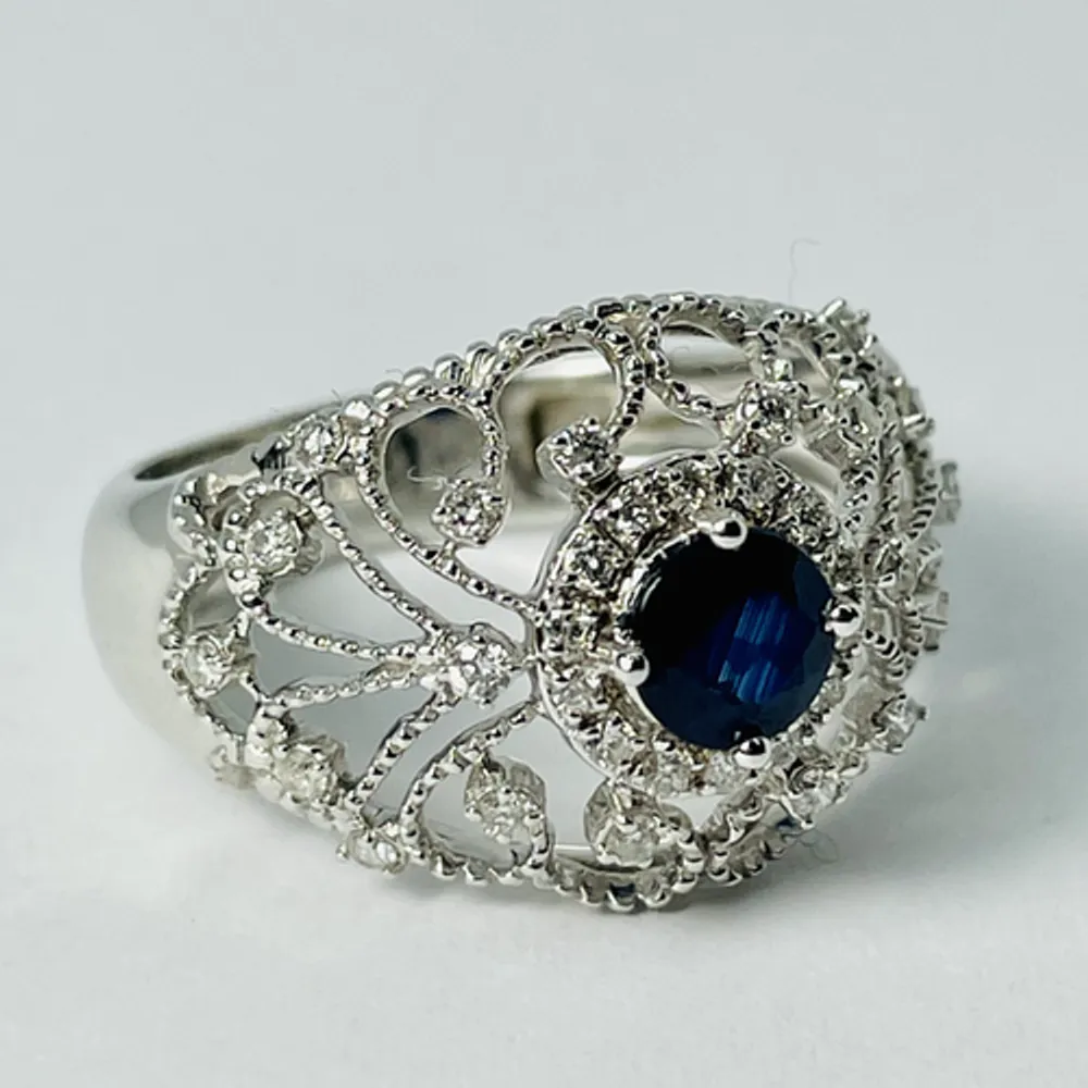 14kt White Gold Sapphire & Diamond Ring