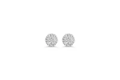 10K WG 0.08CT Diamond Cluster Stud Earrings