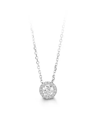 10kt Gold CZ Halo Pendant & Necklace (Glory Collection)