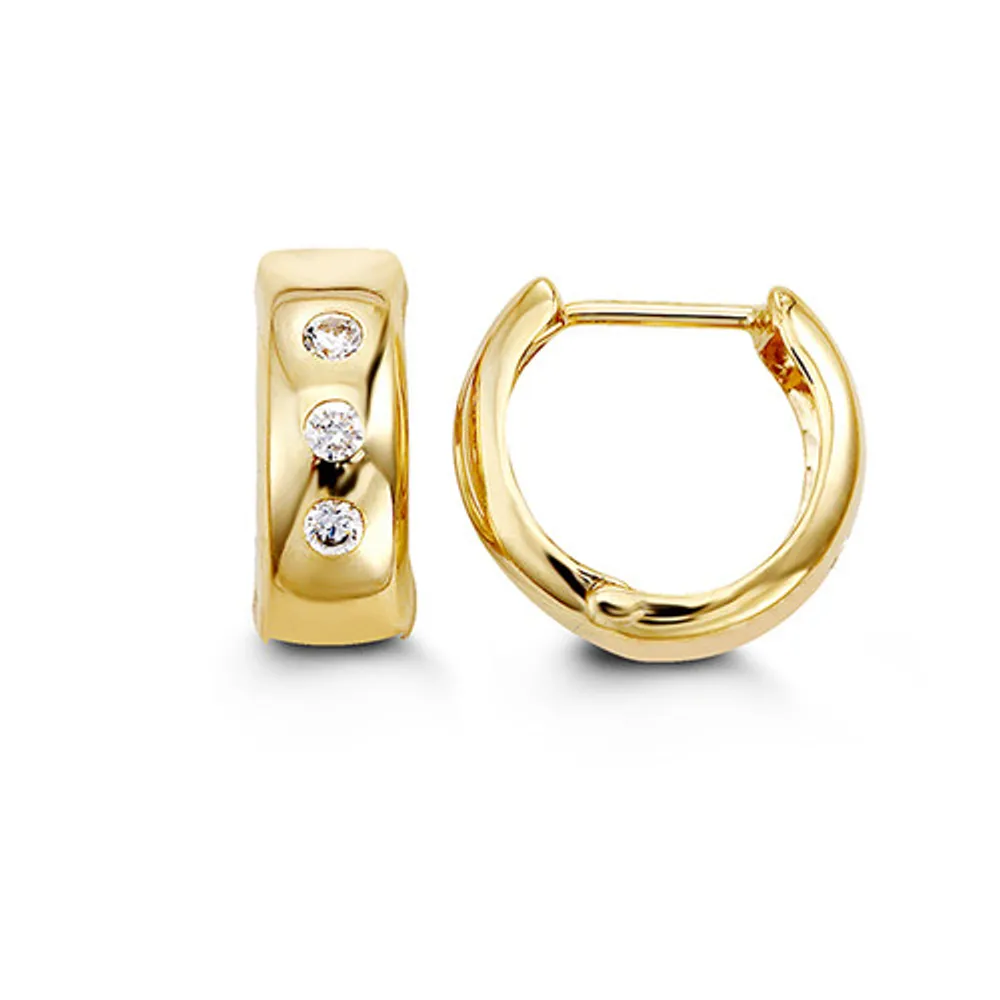 10kt Gold Bella Huggies with CZ