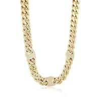 ITALGEM Stainless Steel Gold Plated Miami+Mariner Link Chain