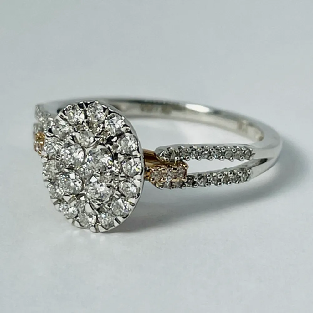 10kt White & Rose Gold Oval Diamond Engagement Ring