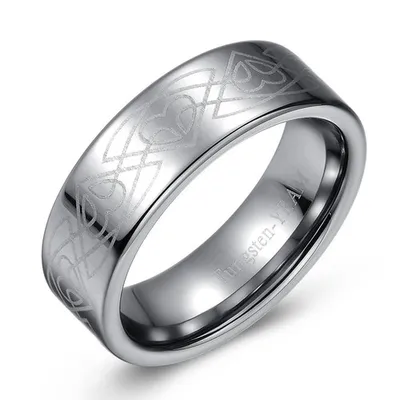 8mm Flat tungsten band with Celtic pattern