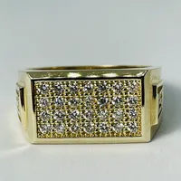 10kt Gold Diamond Ring, Greek Key