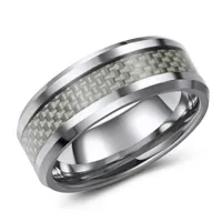 8mm wide tungsten band with grey carbon fibre inlay