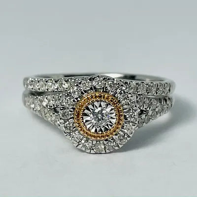 10kt Rose & White Gold Diamond Ring Set
