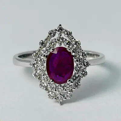 14kt White Gold Ruby & Diamond Ring