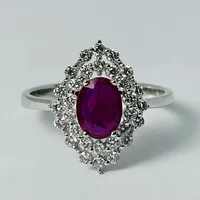 14kt White Gold Ruby & Diamond Ring